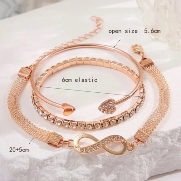 Rose Gold Radiant Hearts Bracelet Set - Picture 3 of 3